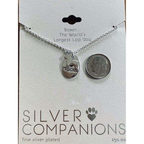 Necklace Love My Boxer Dog Pendant Boxed Silver Tone Length 18" - Picture 4 of 6